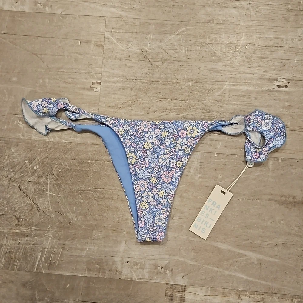 💕FRANKIES BIKINIS💕 Ali Ruffle Skimpy Bikini Bottom ~ Springtime XL NWT